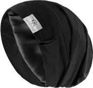 🎀 silk-lined slouchy bonnet sleep cap: soft hair cover for night sleeping, stay-on beanie hat - ideal gift for women logo