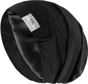 img 4 attached to 🎀 Silk-Lined Slouchy Bonnet Sleep Cap: Soft Hair Cover for Night Sleeping, Stay-on Beanie Hat - Ideal Gift for Women