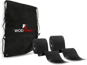 img 4 attached to 🏋️ Premium WODFitters Pro Kinesiology Tape – Waterproof & Extra Durable – 2" x 16.5' Uncut Therapeutic Tape – 2 Black Rolls with Carrying Bag