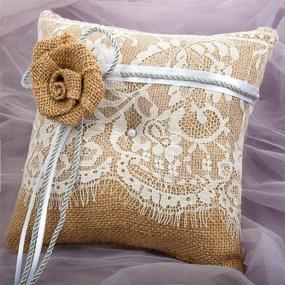 img 3 attached to 💕 True Love Gift Set: Burlap and Lace Ring Bearer Pillow + Flower Girl Basket – Perfect for Weddings, Anniversaries, and Celebrations
