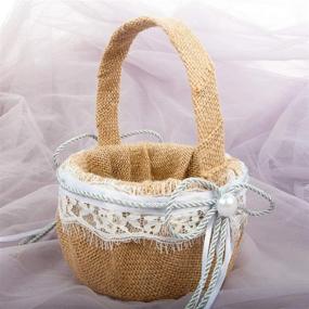img 1 attached to 💕 True Love Gift Set: Burlap and Lace Ring Bearer Pillow + Flower Girl Basket – Perfect for Weddings, Anniversaries, and Celebrations