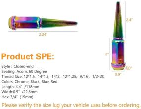 img 2 attached to 🔩 Neo Chrome Spiked Lug Nuts - 24pcs (12mmx1.25) with Socket Key