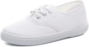 img 4 attached to Je-Gou Unisex White Canvas Lace-up Sneakers for Toddlers and Little Kids