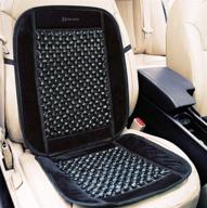 🚗 zento deals black wooden beaded plush velvet seat cover - premium quality comfort cushion for car - 35"x17 logo