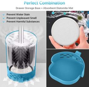 img 3 attached to 🚽 Toilet Brush and Holder Set - MANGOTIME Compact Wall Mounted Toilet Brush for Bathroom and RV Toilet, Under Rim Design with Silicone Brush, Absorbent Diatomite Mat - Blue