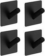 304 stainless steel brushed nickel towel hooks for bathrooms - heavy duty waterproof carniway black adhesive robe hook wall mounted, matte square inclined design, set of 4 logo