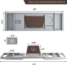 img 2 attached to 🛀 EASE-WAY Bamboo Bathtub Caddy Tray: Luxury Spa Organizer for Tub with Book Holder, Soap Dish, Phone & Laptop Holder (Gray)