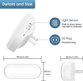 img 1 attached to 🌙 DORESshop Dimmable Night Light for Kids - Plug in Dusk to Dawn Sensor Night Light, Adjustable Brightness, Low Blue Light, Daylight White 5000K - Ideal for Bedroom, Hallway, Nursery - 2 Pack