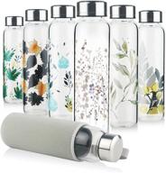 🚰 reeho borosilicate glass water bottle for sports, 16oz/32oz with neoprene sleeve and stainless steel lid logo