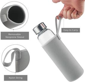 img 1 attached to 🚰 Reeho Borosilicate Glass Water Bottle for Sports, 16oz/32oz with Neoprene Sleeve and Stainless Steel Lid