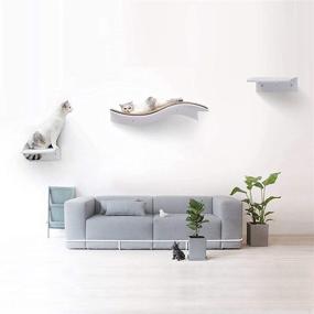 img 4 attached to 🐱 Bqw Cat Bed Wall Mounted Shelves: Curved Cat Furniture for Climbing, Perching, Sleeping, Lounging with 2 Steps