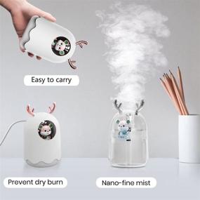 img 2 attached to 💧 IQeer Portable Mini Humidifier - 300ml Small Cool Mist Humidifier with USB Personal Desktop Function, Whisper-Quiet Operation, Night Light Feature, Two Spray Modes, and Auto Shut-Off for Babies Room, Bedroom, and Office