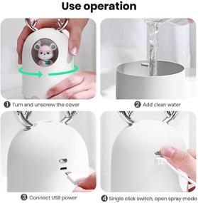 img 1 attached to 💧 IQeer Portable Mini Humidifier - 300ml Small Cool Mist Humidifier with USB Personal Desktop Function, Whisper-Quiet Operation, Night Light Feature, Two Spray Modes, and Auto Shut-Off for Babies Room, Bedroom, and Office