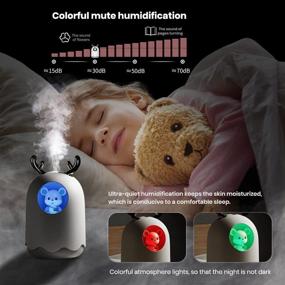 img 3 attached to 💧 IQeer Portable Mini Humidifier - 300ml Small Cool Mist Humidifier with USB Personal Desktop Function, Whisper-Quiet Operation, Night Light Feature, Two Spray Modes, and Auto Shut-Off for Babies Room, Bedroom, and Office