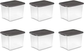 img 3 attached to Sterilite 19373V06 50 Quart / 47 Liter Shelf Storage Container, Clear Base with Flat Gray Lid and Latches, 6-Pack