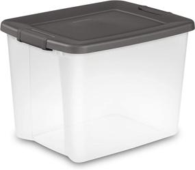 img 1 attached to Sterilite 19373V06 50 Quart / 47 Liter Shelf Storage Container, Clear Base with Flat Gray Lid and Latches, 6-Pack