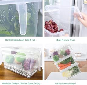 img 1 attached to 🥦 SILIVO Produce Saver Refrigerator Organizer Bins - 4.5L x 3 Stackable Containers for Fresh Storage of Fruits, Vegetables, Meat, and Fish