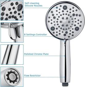 img 1 attached to EMBATHER Handheld Shower Head - High Pressure 8 Spray Settings, 4.5 Inch Hand Held Showerhead Set with 71 Inch Shower Hose and Adjustable Shower Arm Bracket, Polished Chrome
