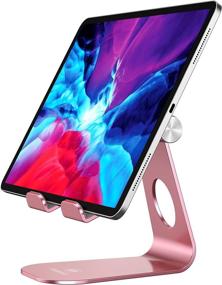 img 4 attached to 📱 Adjustable Foldable Rose Gold Tablet Stand for Desk - Compatible with iPad, Galaxy Tab, iPhone, Kindle - Doboli Tablet Holder