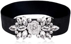 img 4 attached to Interlocking Waistband Orchid Rhinestone Cummerbunds – Women's Belt Accessories