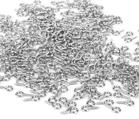 img 1 attached to 🔩 500-Piece Small Screw Eye Pins, 4 x 8mm Eye Pin Hooks, Threaded Eyelets Screw Clasps for DIY Art, Mini Metal Hoop Pegs for Jewelry Making