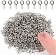 🔩 500-piece small screw eye pins, 4 x 8mm eye pin hooks, threaded eyelets screw clasps for diy art, mini metal hoop pegs for jewelry making logo