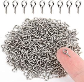 img 4 attached to 🔩 500-Piece Small Screw Eye Pins, 4 x 8mm Eye Pin Hooks, Threaded Eyelets Screw Clasps for DIY Art, Mini Metal Hoop Pegs for Jewelry Making