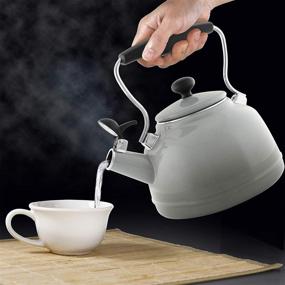 img 3 attached to 🍵 Fade Grey Chantal Vintage Enamel on Steel Whistling Teakettle - 1.7 quart