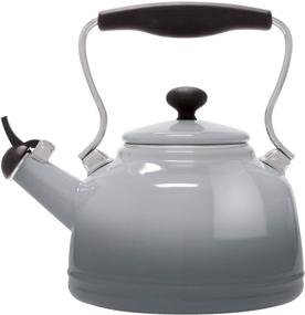 img 4 attached to 🍵 Fade Grey Chantal Vintage Enamel on Steel Whistling Teakettle - 1.7 quart