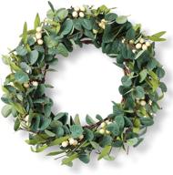 🎄 ponatia 19'' artificial eucalyptus berry wreath for front door christmas decoration, greenery wreath with big berries - ideal wall window party décor логотип