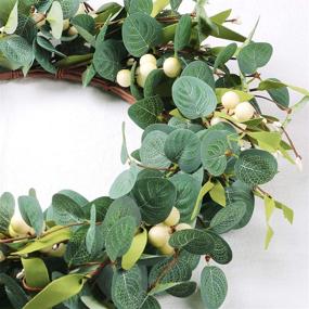 img 1 attached to 🎄 Ponatia 19'' Artificial Eucalyptus Berry Wreath for Front Door Christmas Decoration, Greenery Wreath with Big Berries - Ideal Wall Window Party Décor