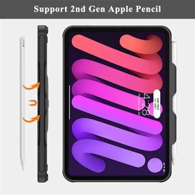 img 2 attached to Soke iPad Mini 6 Case with Pencil Holder - Full-Body Protection + Apple Pencil 📱 2 Charging + Dual Viewing Angles, Translucent Frosted Back Cover for iPad Mini 6 8.3 Inch (Black)