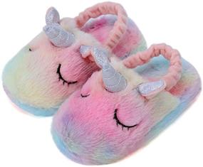img 4 attached to 🐾 Cute and Cozy SEANNEL Boys and Girls House Slippers: Adorable Animal Indoor Slipper for Kids, Fuzzy Toddler Home Shoes
