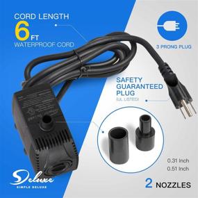 img 2 attached to 2-Pack Simple Deluxe 160 GPH Submersible Pump with 6' Cord for Hydroponics, Fish Tank, Aquariums, Ponds, Fountains, Statuary - Black