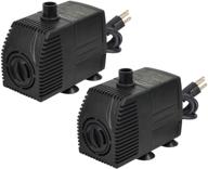 2-pack simple deluxe 160 gph submersible pump with 6' cord for hydroponics, fish tank, aquariums, ponds, fountains, statuary - black logo