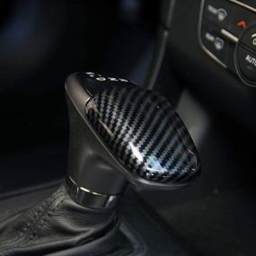 img 2 attached to 🔧 Enhance Your Dodge Charger 2015+ with Crosselec Carbon Fiber Gear Shift Knob Cover Sticker Head Trim (Black)