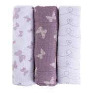 🦋 ely's & co. muslin swaddle blanket 3 pack - 100% soft muslin cotton - lavender butterfly design - large 47"x 47" size logo