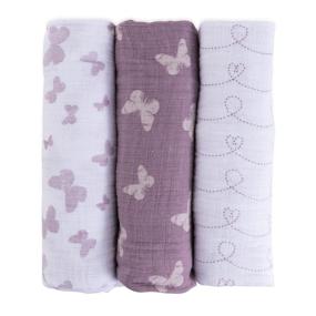 img 4 attached to 🦋 Ely's & Co. Muslin Swaddle Blanket 3 Pack - 100% Soft Muslin Cotton - Lavender Butterfly Design - Large 47"x 47" Size