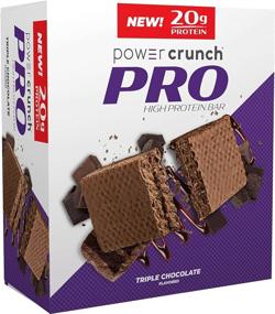 img 4 attached to Плитка сывороточного протеина Power Crunch PRO: высокобелковые закуски с содержанием 20г протеина, Тройной шоколад - 12 штук, 2 унции.