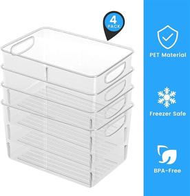 img 2 attached to 🧺 Realohas Clear Plastic Refrigerator Organizer Bins - Efficient Fridge Pantry Storage for Organized Cupboards & Freezers (4 Pack)