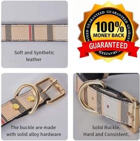 img 2 attached to 🐶 ANYDERTS Puppy Leather Collar with Metal Buckle, Checked Pattern Collar for Small and Medium-Sized Dogs, Durable Leather