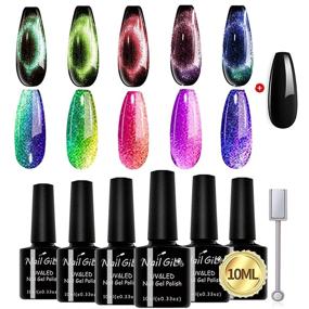 img 4 attached to 🌌 NAILGIL 9D Cat Eye Gel Nail Polish Set: Experience Stunning Galaxy Chameleon Nails with 6pcs of Magnetic Gel Polish – 10ml Soak Off UV/LED Formula with Magnet Stick