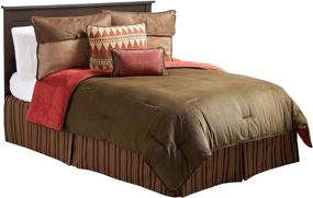 img 2 attached to 🏞️ Rustic Lodge Corduroy Stripe Bedding Set in King Size - HiEnd Accents Wilderness Ridge Collection, Olive, Brown & Red, 6 PC