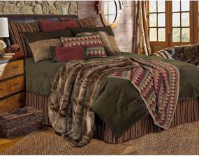 img 3 attached to 🏞️ Rustic Lodge Corduroy Stripe Bedding Set in King Size - HiEnd Accents Wilderness Ridge Collection, Olive, Brown & Red, 6 PC