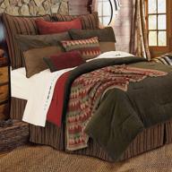 🏞️ rustic lodge corduroy stripe bedding set in king size - hiend accents wilderness ridge collection, olive, brown & red, 6 pc logo