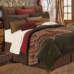 img 4 attached to 🏞️ Rustic Lodge Corduroy Stripe Bedding Set in King Size - HiEnd Accents Wilderness Ridge Collection, Olive, Brown & Red, 6 PC