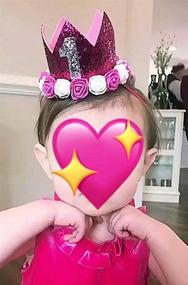 img 1 attached to 👑 Sparkling Baby Girls' Milestone Accessory: Glitter Crown Floral Princess Tiara for Memorable 1st, 2nd, and 3rd Birthdays!