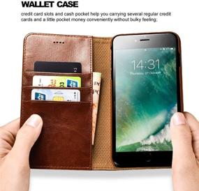 img 3 attached to 📱 Icarercase iPhone 7 Plus/8 Plus Wallet Case - Premium PU Leather Folio Flip Cover with Kickstand and Credit Slots in Brown: Ultimate Protection for 5.5-Inch Apple iPhone