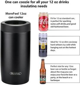 img 2 attached to 🍺 4-in-1 Slim Can Cooler: Double-walled Stainless Steel Insulated Holder for 12 oz Slim Cans, Standard Cans, Beer Bottles, and Pint Cups - Black