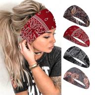 🌸 stylish vemalo wide headbands for women - 4-pack boho bandeau head bands, workout head wraps - stretchy no slip hair wraps logo